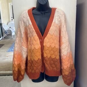 Listicle Balloon Sleeved Ombré Cardigan